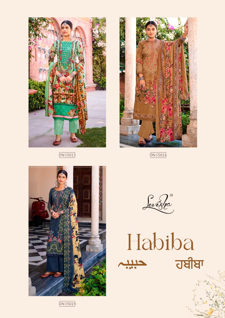 Levisha Habiba Winter Wear Wholesale Pashmina Dress Material Catalog
